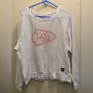 Women’s DKNY Sport White Kansas City Chiefs Lauren Mesh Long Sleeve T-Shirt Sz L